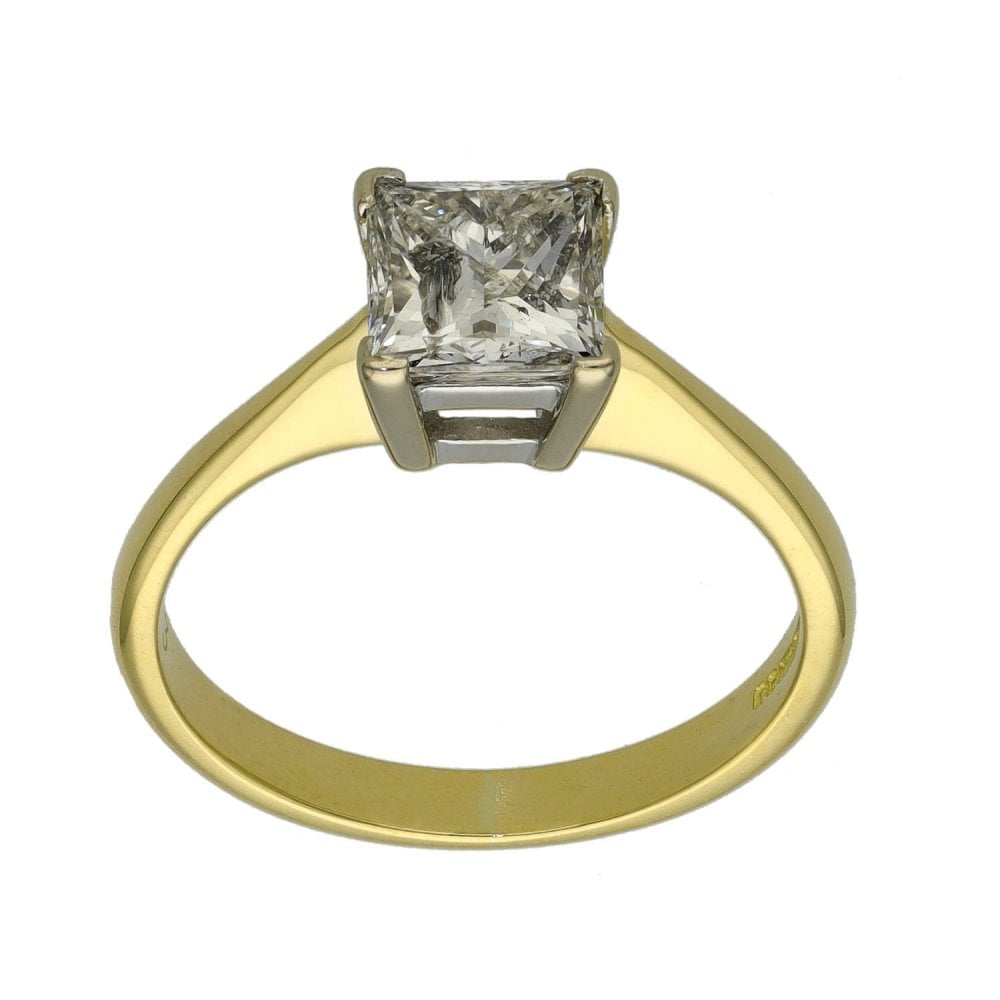 18ct Yellow Gold Princess Cut Diamond Engagement Ring - 1.33ct