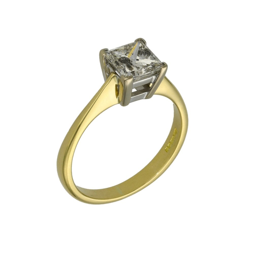 18ct Yellow Gold Princess Cut Diamond Engagement Ring - 1.33ct