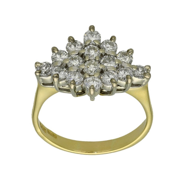 Ladies 18ct Yellow Gold Diamond Cluster Ring - Size K½