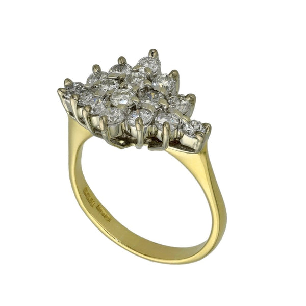 Ladies 18ct Yellow Gold Diamond Cluster Ring - Size K½