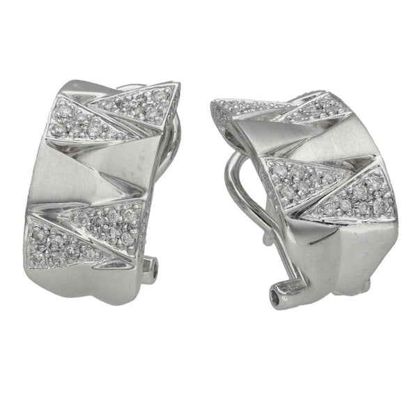 Ladies 14ct White Gold Diamond Clip over Stud Earrings - 0.25ct