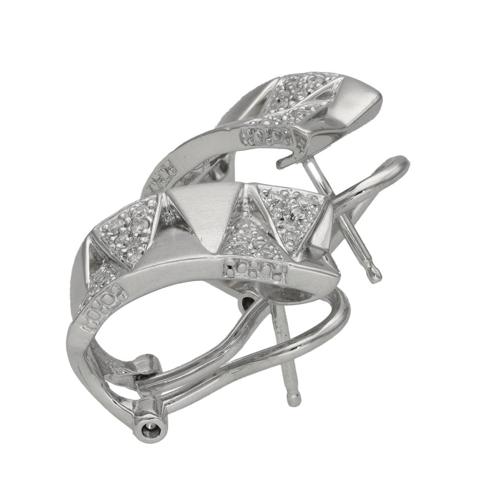 Ladies 14ct White Gold Diamond Clip over Stud Earrings - 0.25ct