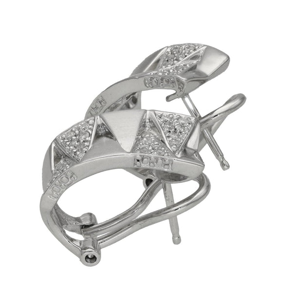Ladies 14ct White Gold Diamond Clip over Stud Earrings - 0.25ct