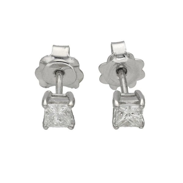Ladies 18ct White Gold Princess Cut Diamond Stud Earrings