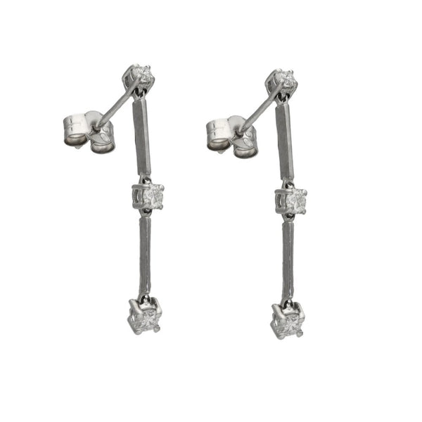 Ladies 18ct White Gold Diamond Drop Stud Earrings - 0.32ct