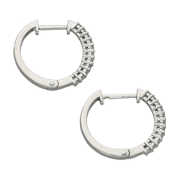 Ladies 18ct White Gold & Platinum Diamond Hoop Earrings - 0.25ct