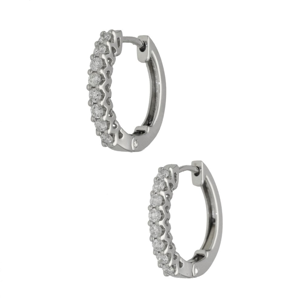 Ladies Platinum 0.50ct Diamond Set Hoop Earrings