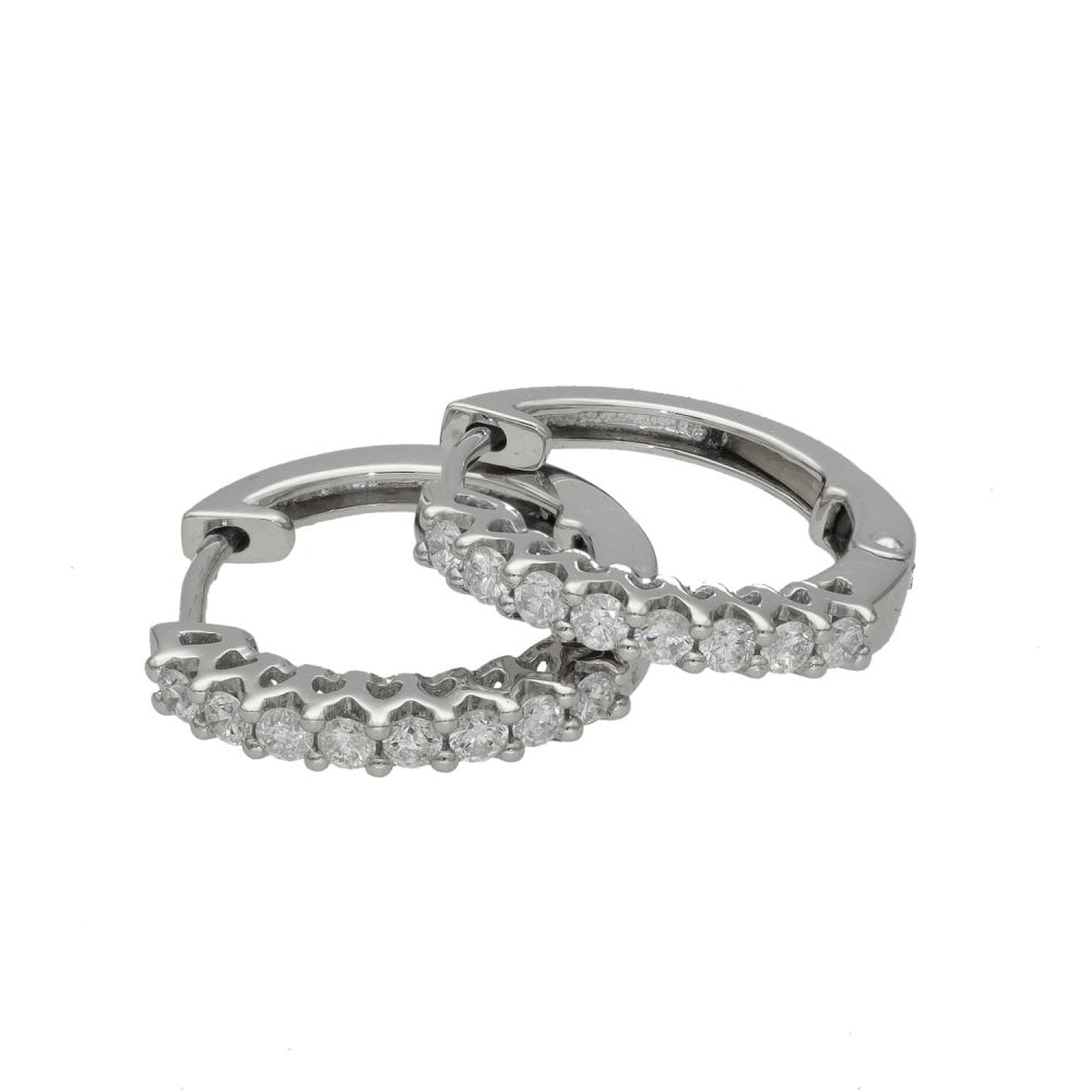 Ladies Platinum 0.50ct Diamond Set Hoop Earrings