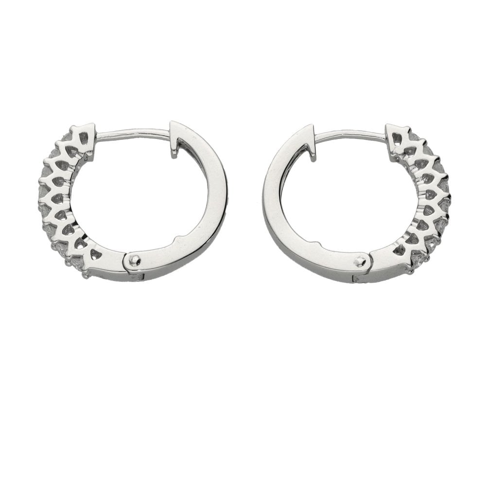 Ladies Platinum 0.50ct Diamond Set Hoop Earrings