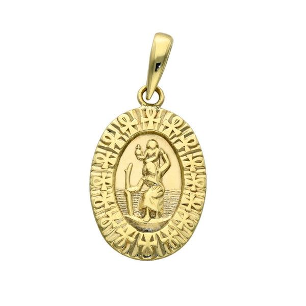 9ct Yellow Gold Oval St. Christopher Pendant - 19x27x2mm - 7.4g