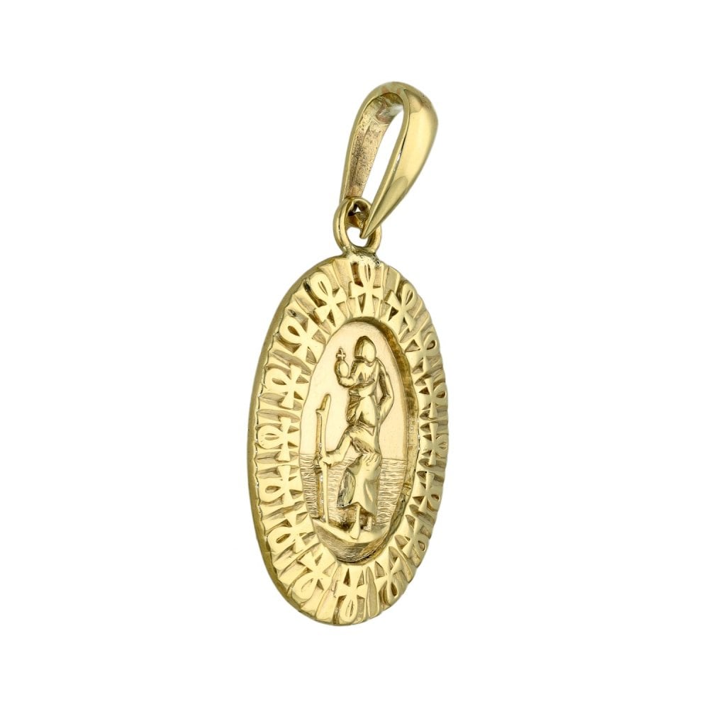 9ct Yellow Gold Oval St. Christopher Pendant - 19x27x2mm - 7.4g