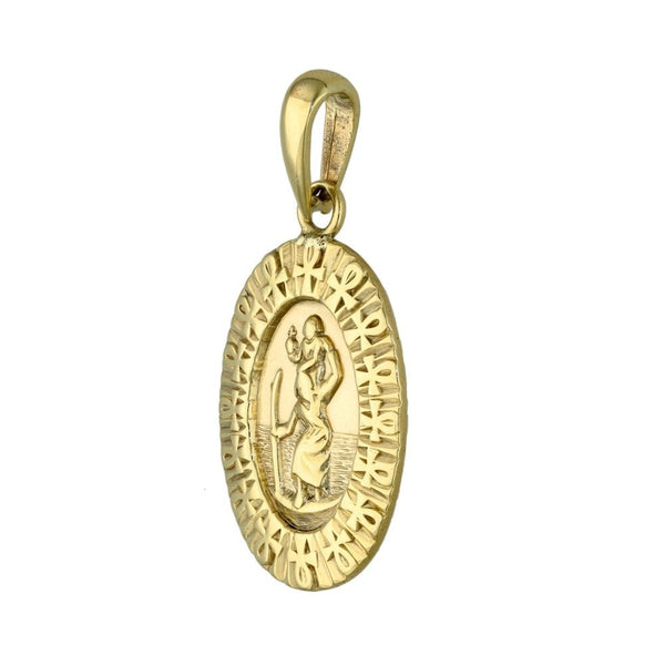 9ct Yellow Gold Oval St. Christopher Pendant - 19x27x2mm - 7.4g