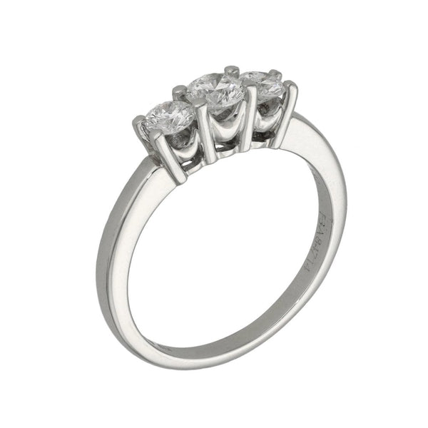 Ladies Platinum Diamond Trilogy Ring - Size P - 0.82ct