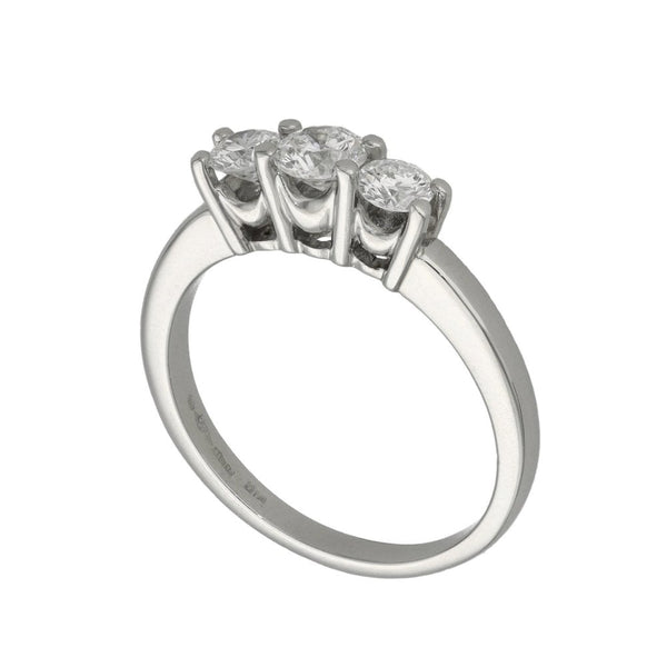 Ladies Platinum Diamond Trilogy Ring - Size P - 0.82ct