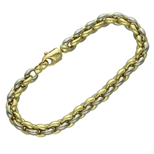 9ct Yellow & White Gold Round Belcher Bracelet - 7.5" - 16.1g
