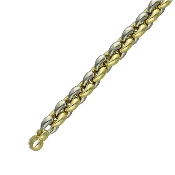 9ct Yellow & White Gold Round Belcher Bracelet - 7.5" - 16.1g