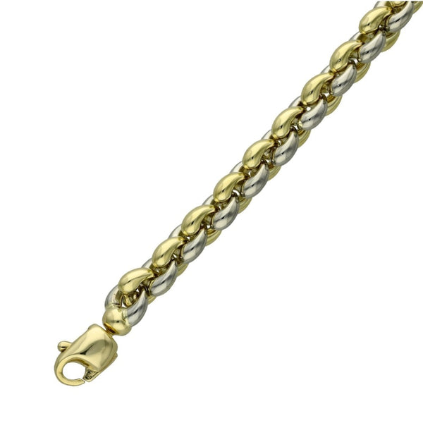 9ct Yellow & White Gold Round Belcher Bracelet - 7.5" - 16.1g