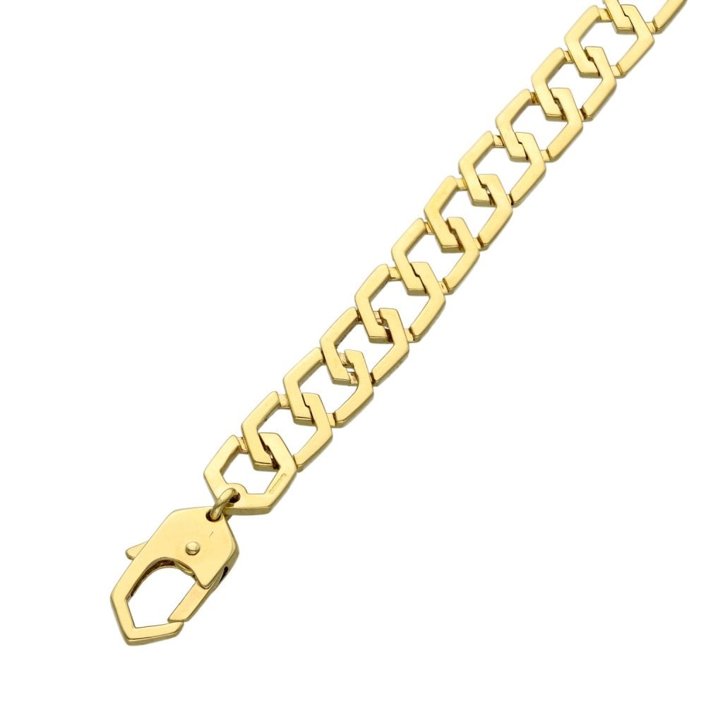 9ct Yellow Gold Honeycomb-Curb Bracelet - 7.5" - 13.7g