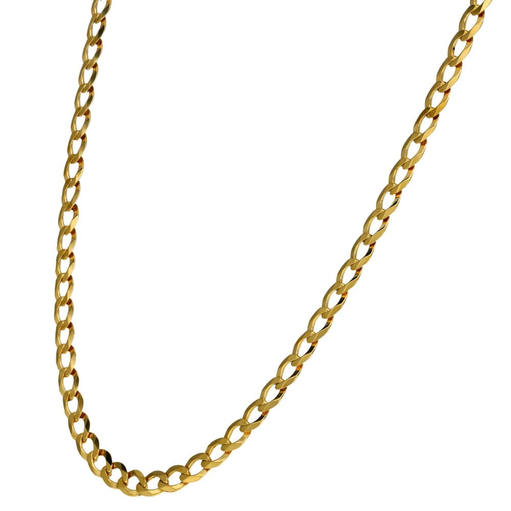 Gents 9ct Yellow Gold Flat Curb Chain - 22" - 9.7g