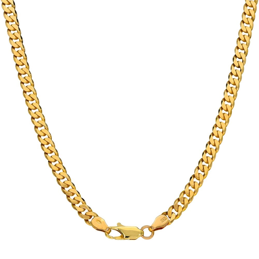 Gents 9ct Yellow Gold Closed Curb Chain - 20" - 17.2g