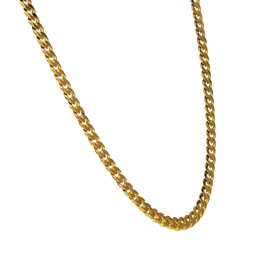 Gents 9ct Yellow Gold Closed Curb Chain - 20" - 17.2g