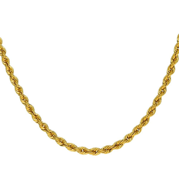 Gents 9ct Yellow Gold Solid Rope Chain - 21" - 12.6g