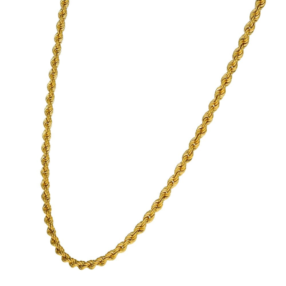 Gents 9ct Yellow Gold Solid Rope Chain - 21" - 12.6g