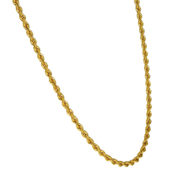 Gents 9ct Yellow Gold Solid Rope Chain - 21" - 12.6g
