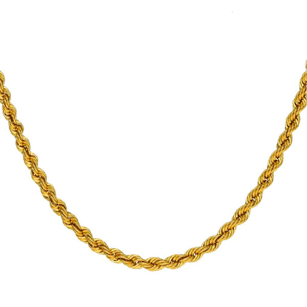 9ct Yellow Gold Solid Rope Chain - 18" - 11.4g