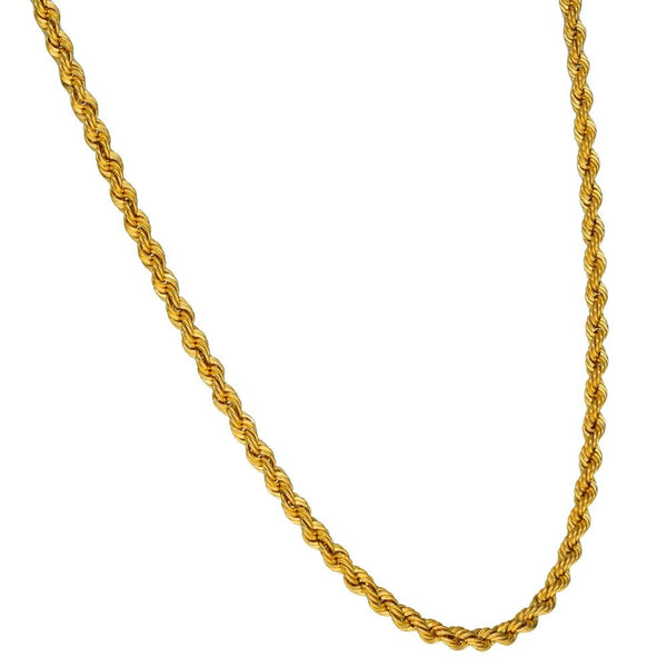 9ct Yellow Gold Solid Rope Chain - 18" - 11.4g