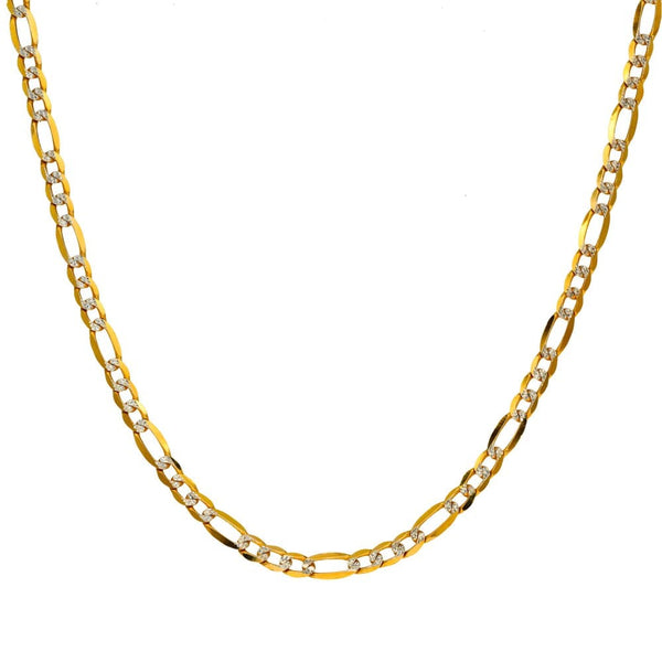 9ct Yellow & White Gold Figaro Chain - 24" - 7.5g