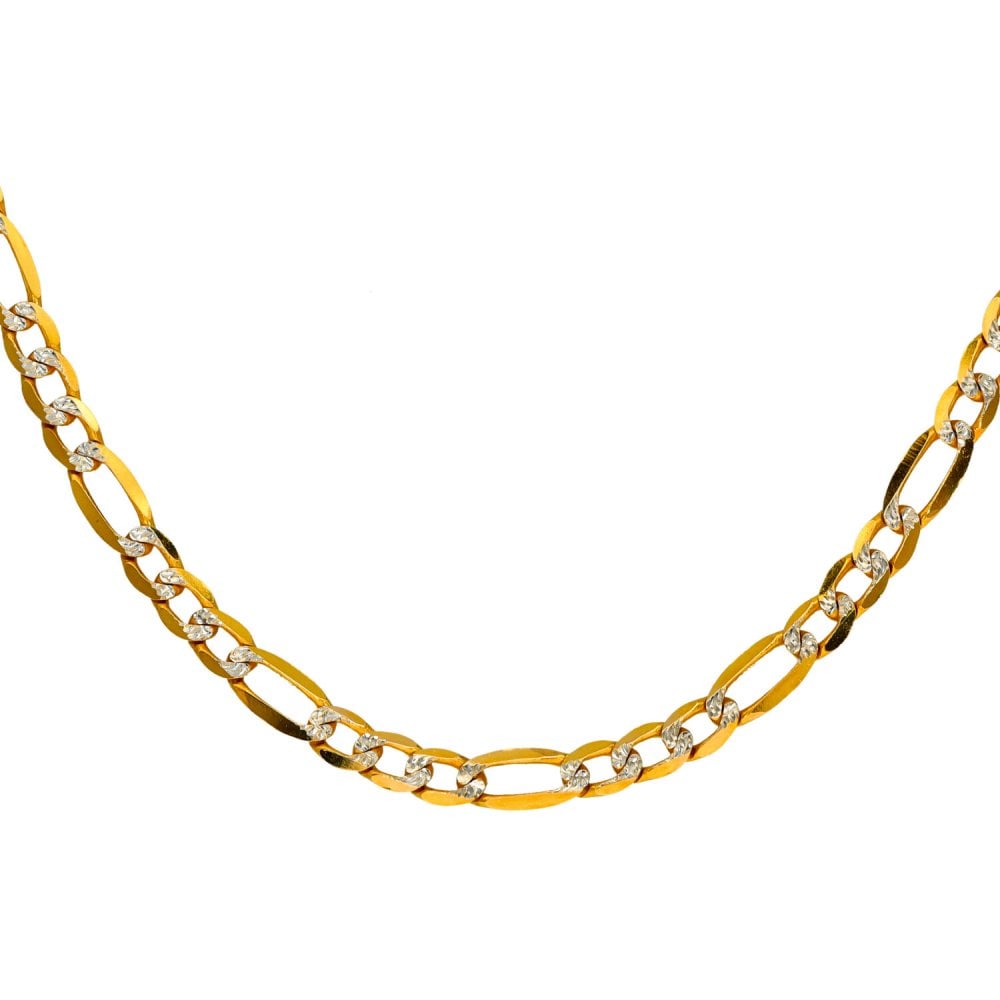 9ct Yellow & White Gold Figaro Chain - 24" - 7.5g