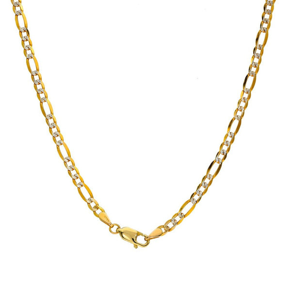 9ct Yellow & White Gold Figaro Chain - 24" - 7.5g