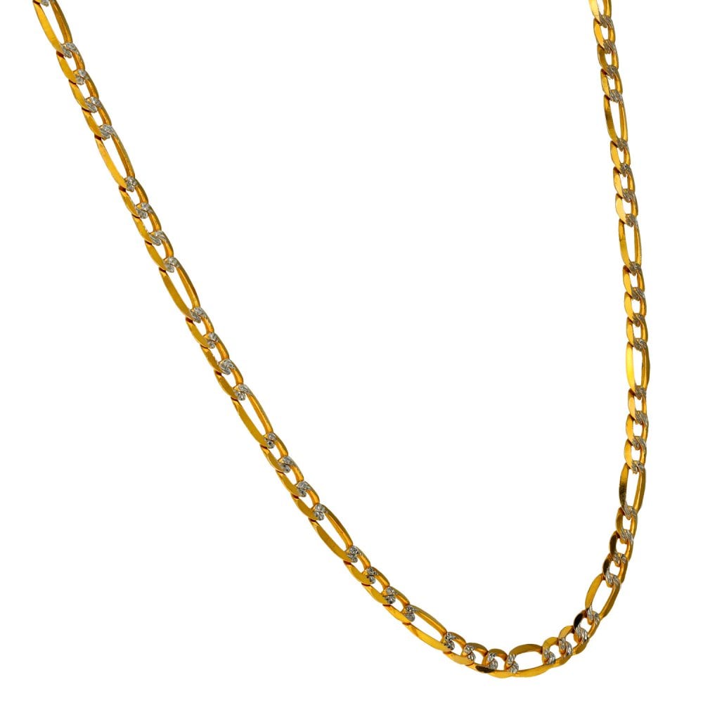 9ct Yellow & White Gold Figaro Chain - 24" - 7.5g