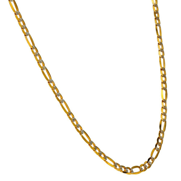 9ct Yellow & White Gold Figaro Chain - 24" - 7.5g