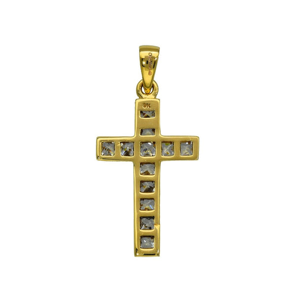 9ct Yellow Gold Cubic Zirconia Set Cross Pendant - 3.3g