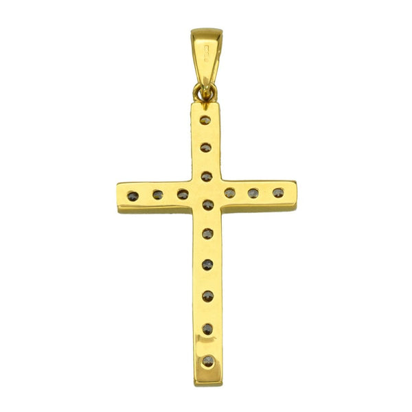 9ct Yellow Gold Large Cubic Zirconia Cross Pendant - 6.8g