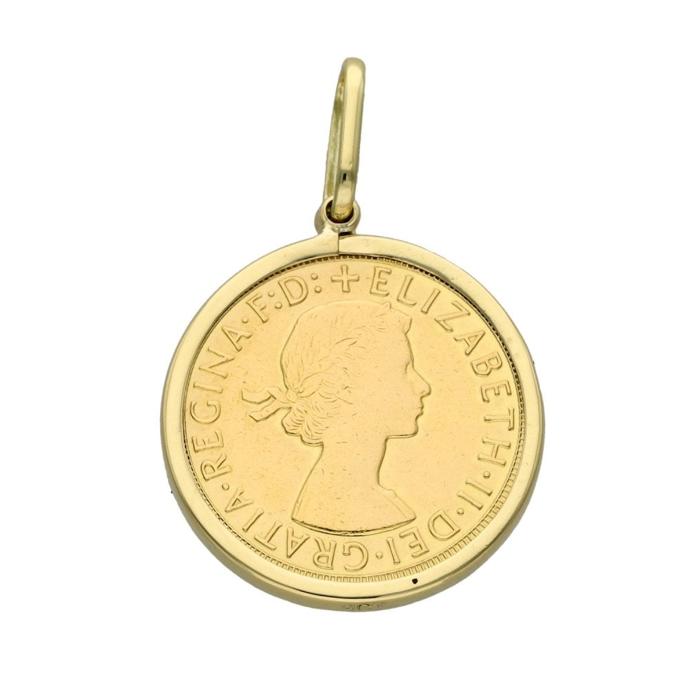 1958 Yellow Gold Full Sovereign Coin Pendant - 8.9g
