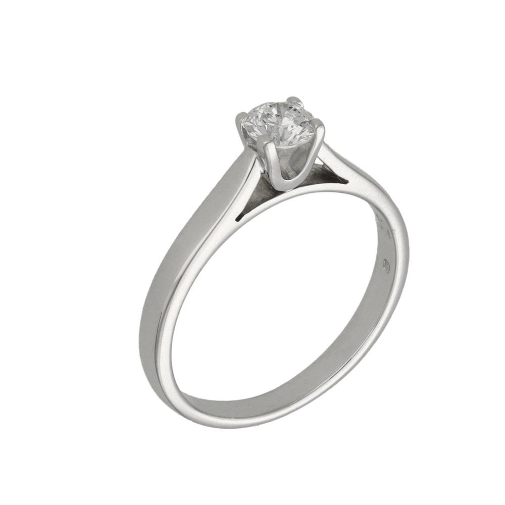 18ct White Gold Diamond Engagement Ring - 0.37ct - Size L
