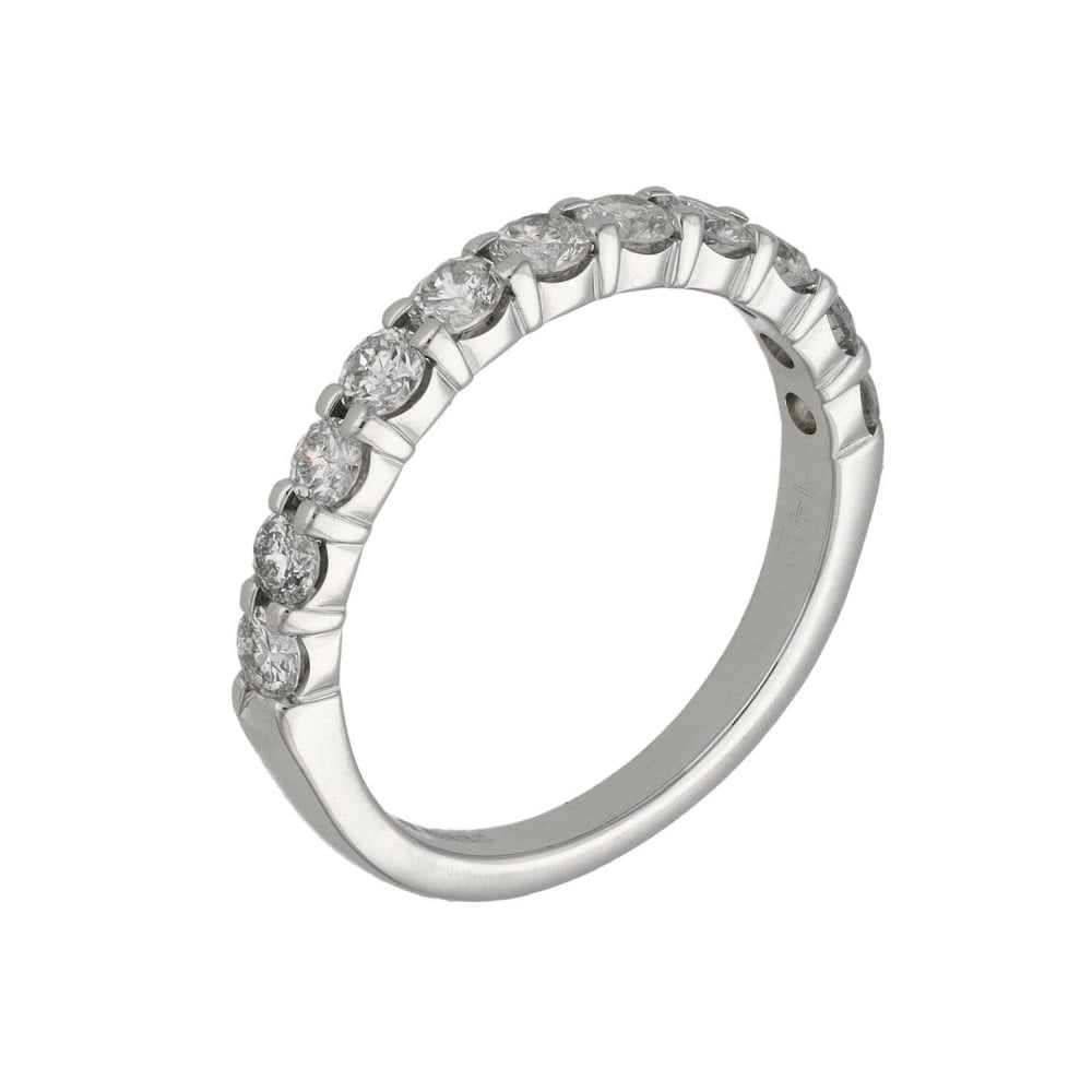 Ladies 9ct White Gold 1.10ct Diamond Set Eternity Ring - Size P