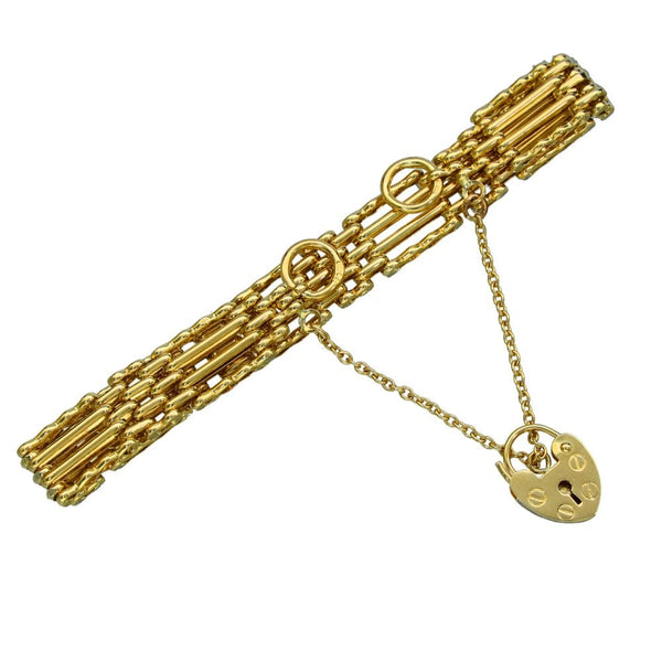9ct Yellow Gold Gate Bracelet - 7" - 17.9g