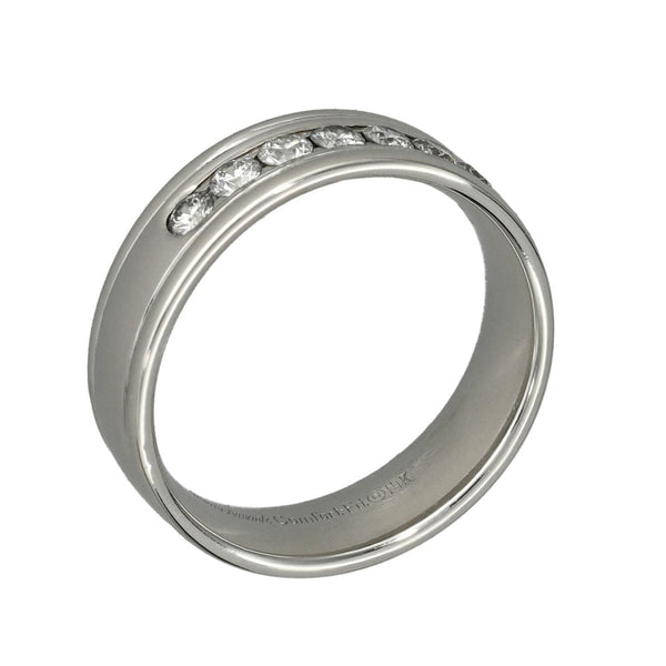 Ladies 9ct White Gold Diamond Set Band Ring - Size O - 0.50ct