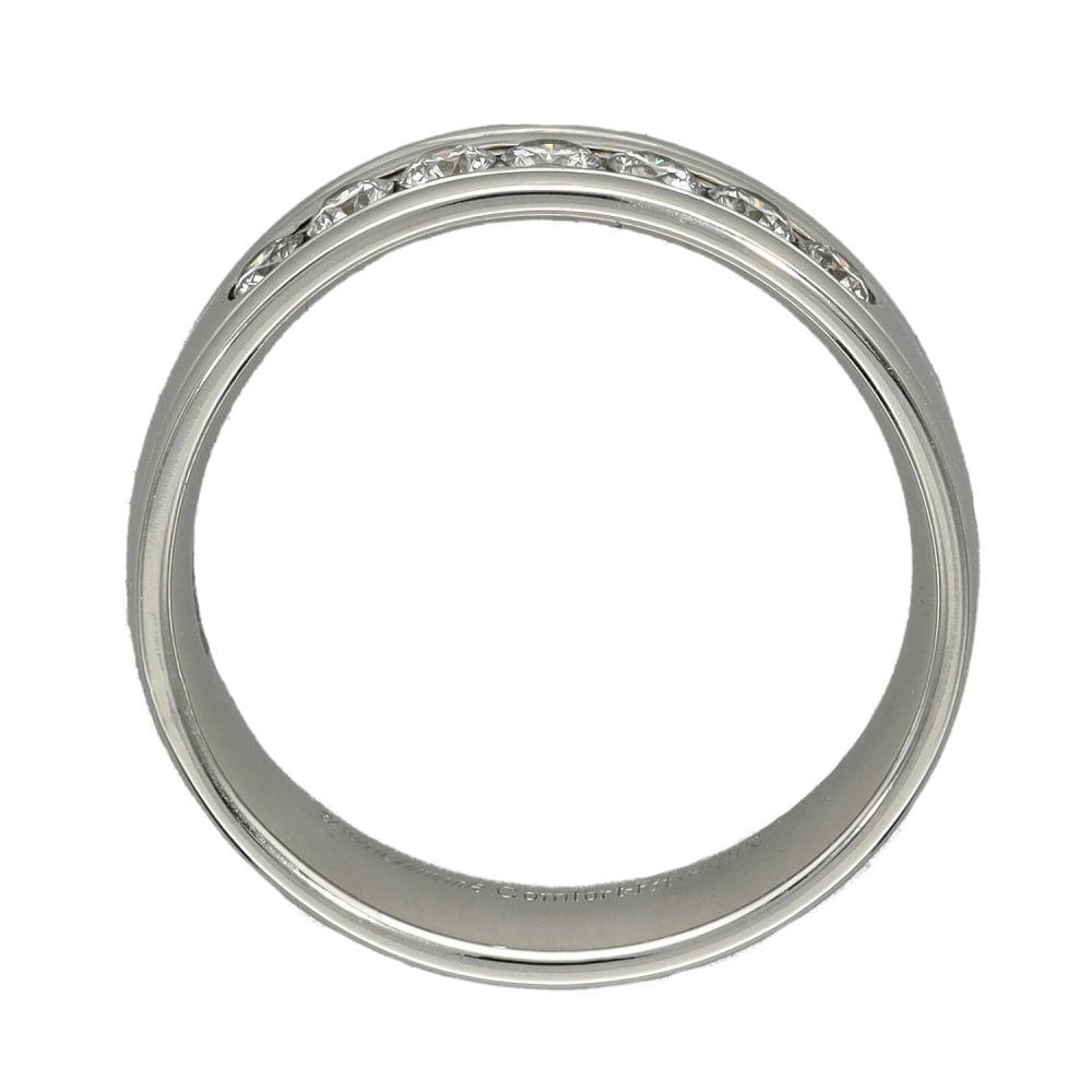 Ladies 9ct White Gold Diamond Set Band Ring - Size O - 0.50ct