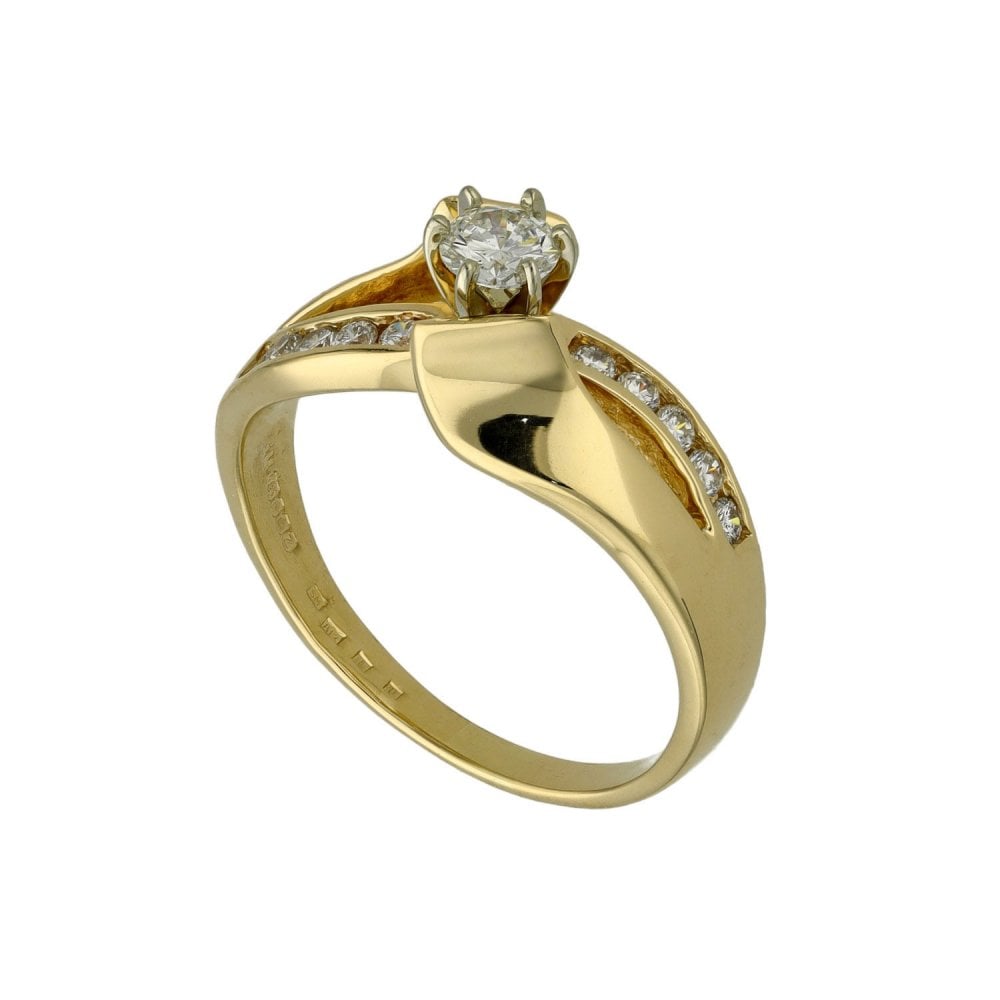 Ladies 14ct Yellow Gold Diamond Twist Ring - 0.46ct