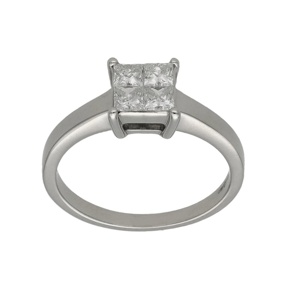 Ladies 18ct White Gold Diamond Cluster Ring - 0.40ct