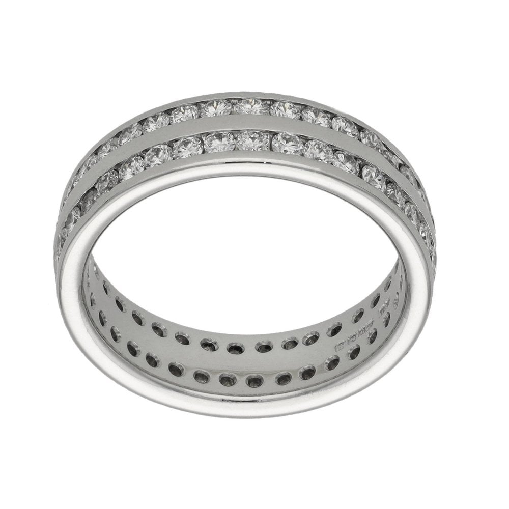 Ladies Platinum Diamond Set Full Eternity Ring - Size O - 2.00ct