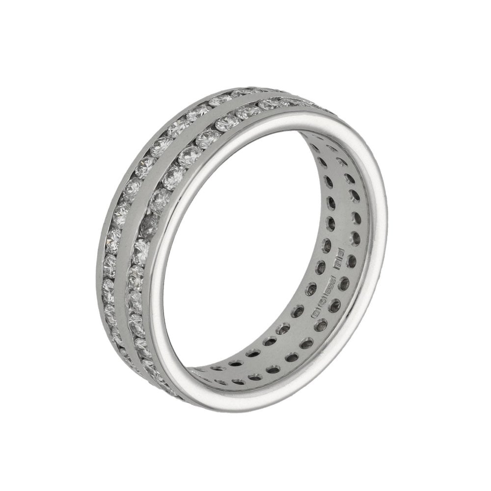 Ladies Platinum Diamond Set Full Eternity Ring - Size O - 2.00ct