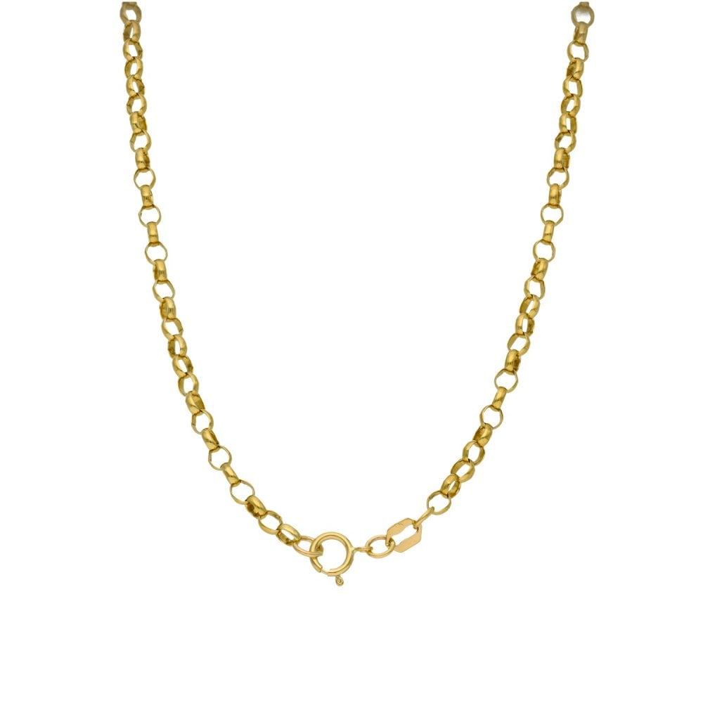 Ladies 9ct Yellow Gold Belcher Necklace - 28" - 10.3g