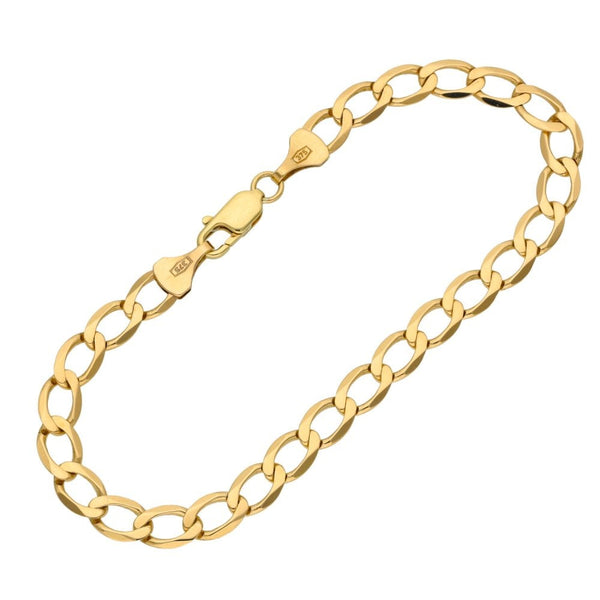 Ladies 9ct Yellow Gold Curb Bracelet - 7.5" - 4.9g