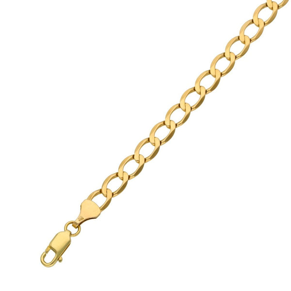 Ladies 9ct Yellow Gold Curb Bracelet - 7.5" - 4.9g